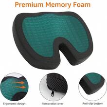 Comfortable Seat Cushion For Office Chairs Gel Enhanced Memory Foam Black - 座墊+凝膠記憶海綿 - 查看 5