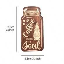 Revestimento de parede de madeira cor café (1/4 de peça), decoração de interiores, conjunto decorativo para canto de café, pendente decorativo - Multicolorido - Ver 3