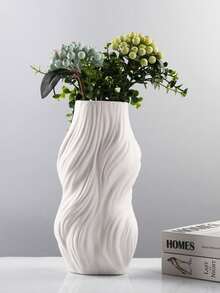 1 buc. Vază albă din plastic, vază asimetrică modernă pentru flori pentru decorarea mesei, recipient robust și rezistent la spargere pentru flori uscate/umede, pentru balcon, nuntă, casă, birou, dormitor, stil nordic, minimalist, material PP, ușor de curățat, cadou pentru domnișoare de onoare, cadou pentru profesori și prieteni - alb - Vizualizare 2