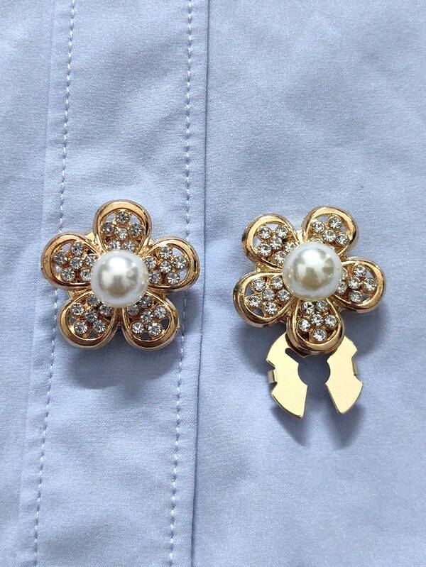 2pcs Button Cover For Shirt Flower Cufflinks Covers Flower Sleeve Button Clip On Button For Dress Wedding Tux Decoration Button Clothing Accessories Gifts