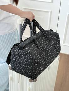 1件韩版ins风碎花蝴蝶结印花绗缝大容量旅行包轻便行李包手提斜挎波士顿包旅行包女孩周末包短途旅行手提包女孩旅行包单肩包女孩运动包、妈妈包、瑜伽包多功能手提包适合女士和女孩，妈妈礼物、新年礼物、开学礼物 - 彩色 - 查看 4