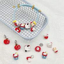 Sanrio Beads Of Dopamine Drip Oil Alloy Hand-Painted Large Hole Beads DIY Bracelet Cute KT Apple Versatile Accessories Finished Product