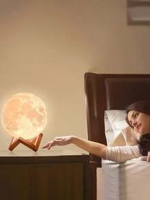 1pc 3D Moonlight Lamp With Base Bedhead Atmosphere Moonlight Night Light, Battery Powered, Home Decoration LED Sleep Light, Birthday Gift, Suitable For Proposal, Romantic Wedding, New Year, Home Decoration, Bedroom, Living Room, Office, Best Gift, DIY Home, Window, Living Room Scene - Multicolor - View 8