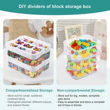Lislark Storage Boxes For Building Blocks 3-Tier Stackable Adjustable ...