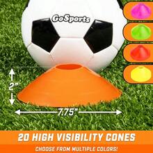 Premium Sports Cones For Agility Training And Drills 20 Pack With Tote In Orange Green Pink Yellow Or Red For Outdoor Indoor Field Workouts And Athletic Performance Enhancement