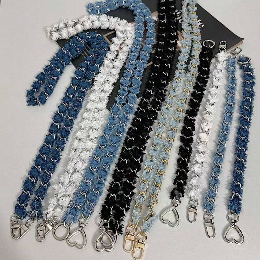 1 件牛仔布链条肩带、皮革链条肩带、手机挂绳 - 彩色 - 查看 1