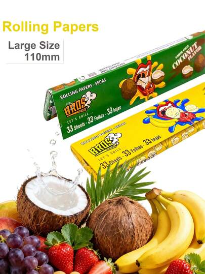 2 pièces Papiers à rouler parfumés à combustion lente (33 feuilles/paquet), papiers à rouler de cigarettes aromatisés aux fruits, accessoires de tabac faits main, excellent cadeau pour les fumeurs