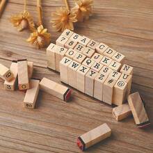 40pcs Wooden Rubber Stamps, Alphabet/Number Stamps Stamp Set For DIY Craft Scrapbook Card Making. Student Stationery. - 黑色2 - 查看 5