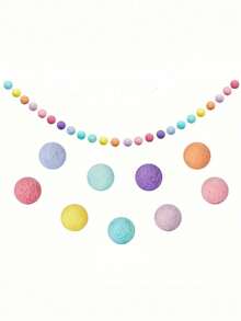 1 pièce Guirlande de boules en feutre tricotées, décoration suspendue pré-enfilée, bannière de pompons pour chambre d'enfant et chambre de fille, décoration murale pour fête de Noël et Nouvel An, toile de fond photo, cadeau pour la Saint-Valentin et anniversaire