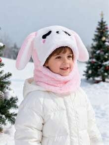 1pc Panda Kids Hat With Scarf, Cute & Adorable Plush Warm Earflap Hat For Toddler Boys Girls 1-4Y, 4-6Y, 7-10Y, 11Y-Adult, Suitable For Indoor, Outdoor, Cosplay, Party, Children Gift - A - View 3