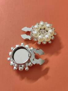 2pcs Button Cover For Shirt Pearl Flower Shape Cufflinks Covers Flower Sleeve Button Clip On Button For Dress Wedding Tux Decoration Button Clothing Accessories Gifts