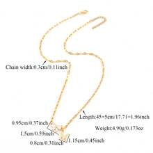 1pc Classic Fashion Crystal Bow Letter Necklace, Women's Gold Stainless Steel Lip Chain Necklace - Gold Micro-inlay - View 2