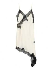 Lace Women Dresses Satin Asymmetrical Summer Party Short Dresses Female Elegant New Pajamas Sleeveless Sexy Brown Black Ladies Backless Dresses - Nhiều màu - Xem 4