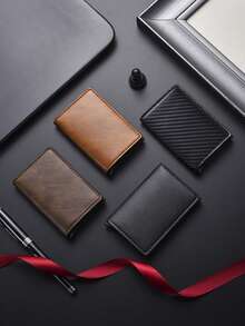 Aluminum Alloy Carbon Fiber Pattern Multi-Card Wallet, Automatic Pop-Up Card Holder, Unisex Credit Card Case Valentine's Day Gift Valentine'S Day - Multicolor - View 2