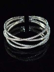 Brazalete con decoración de strass - Plateado - Ver 1