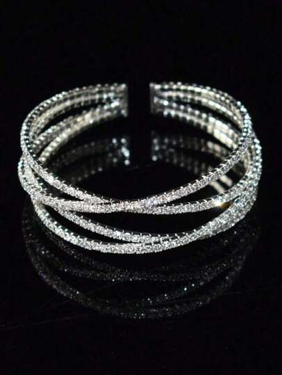 Rhinestone Decor Cuff Bangle