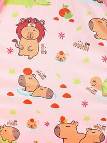 1pc Foldable Cartoon Animal Pattern Mesh Storage Basket With Handle, Suitable For Indoor/Outdoor Snacks, Toys, Clothes Storage, Baby & Kids