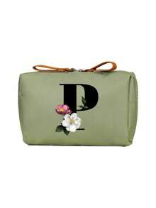 Geantă cosmetică elegantă cu monogramă, geantă de toaletă portabilă pentru femei, geantă de ruj, portofel pentru monede, geantă de depozitare pliabilă ușoară, geantă cosmetică, geantă de călătorie, geantă de depozitare portabilă, capacitate mare, cu mâner, multifuncțională, poliester durabil cu închidere cu fermoar, lavabilă la mașină, potrivită pentru naveta zilnică, călătorii de afaceri, vacanțe, poate fi oferită prietenilor, membrilor familiei ca un cadou grijuliu, cadouri de Crăciun, Halloween.