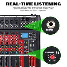 6/8/12/16 Channel Mixer Audio Console, Professional Music Mixer DJ Mixing Board With Reverb Bluetooth MP3 Player 48V Phantom Power Supply USB Recording For Studio Karaoke Live Performance - 查看 7