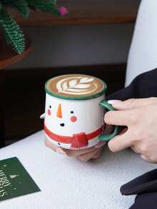 1pc Hand-Painted Santa Claus Ceramic Cup, Cute Snowman Coffee Mug, Exquisite High-Quality, Suitable For Christmas Home Decor, Drinkware For Christmas Eve Dinner, Office/Bedroom/Living Room, Gift