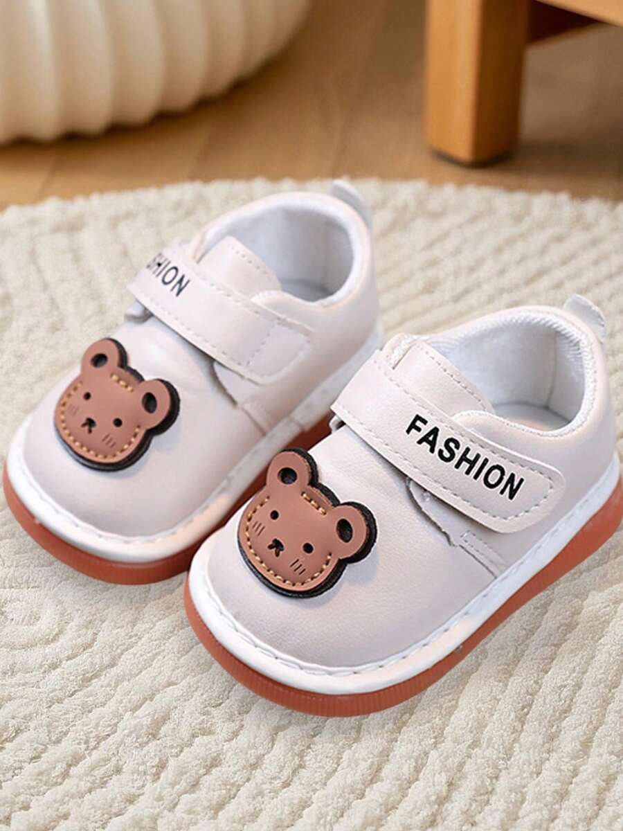 Baby Boy Girl First Walking Shoes Cute Bear Non-Slip Soft Sole Squeaky Shoes For Spring Fall - 白色 - 查看 1