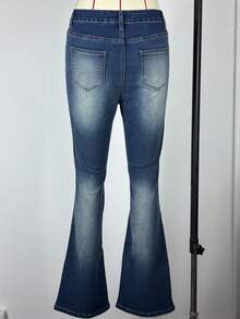 Damen Lässig Everyday gewaschene Denim Schlagjeans, einzigartiges Katzenschnurrbart Taschen Design, geeignet für Party, Essen, Zuhause, Reisen, Halloween, Weihnachten, Silvester Veranstaltungen