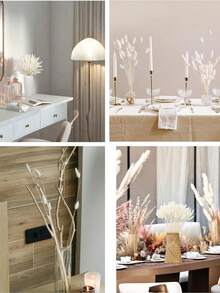 60/120/180/240pcs Natural Dried Flowers Decor, Natural Dried Rabbit Tail Grass, Dried Cattail, For Home Decor, Wedding Decor, Party Decor, DIY Crafts, Photography Props, Theme Decor, 17.7 Inches (White)