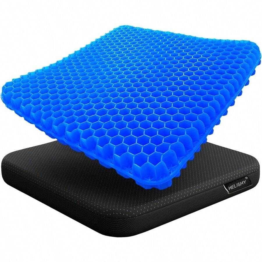 Gel Seat Cushion NonSlip Egg Seat Cushion Chair Pads Office Chair Car Seat Cushion For Sciatica And Back Pain Relief Coccyx Cushion For Home Wheelchair Computer Desk Chair Truck - 藍色+16.5x14.5x1.65英寸 - 查看 1