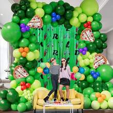 152pcs Game Theme Balloon Arch Set, Including Pizza Foil Balloon, Dark Green, Light Green, Purple, Orange, Bright Pink And Blue Latex Balloons, Suitable For Birthday Party, Baby Shower, Family Gathering And Cartoon Turtle Theme Party Supplies - Multicolor - View 4