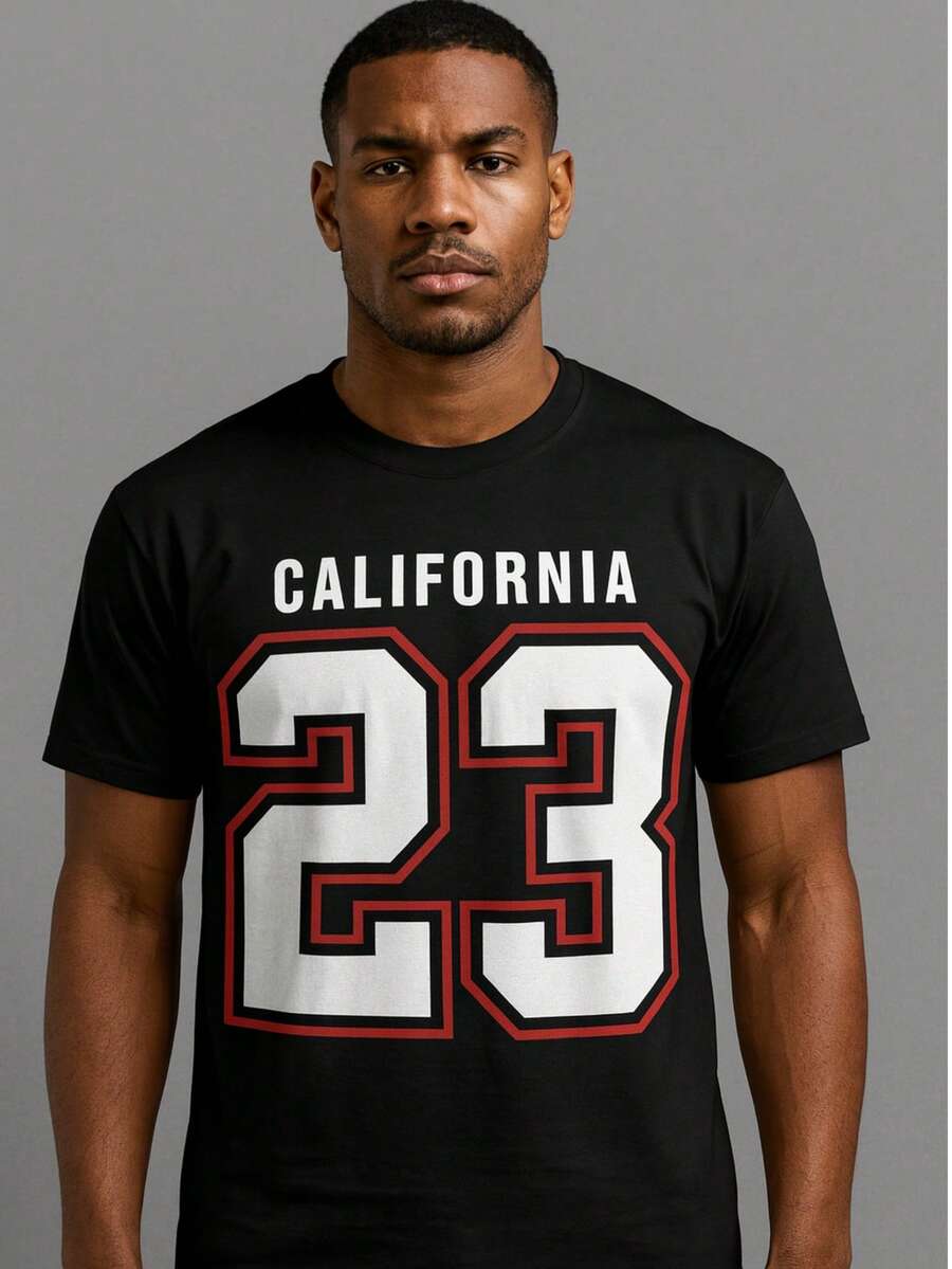 Traditional Basic Jersey Style T-Shirt For Women, Men, Unisex, California 23 Print, Comfortable, Casual, Stylish, Summer, Leisure, Outing, Cod 586