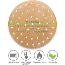 100-Pack 9 Inch Unbleached Steamer Liners, Perforated Parchment Paper Rounds For Air Fryer, Bamboo Steamer & Cooking - Non-Stick - Air Fryer Liners - 9 inches - Unbleached - View 3