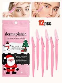 33-Piece Multifunctional Eyebrow & Hair Removal Kit, Christmas Pink/Black, Various Colors Available, Pink/Black Eyebrow Razor, Sharp Stainless Steel Eyebrow Trimmer With Cover - Portable Women's Painless Hair Remover (Product Surface May Have Some Scratches) - Christmas Bag - View 16