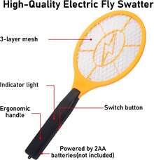 Raqueta Eléctrica Recargable Mata Moscas Y Mosquito Resistencia De Aluminio Cuerpo Plástico Abs Led Indicador De Resistencia En Funcionamiento Led Indicador De Carga Clavija Retráctil - Rojo - Ver 3