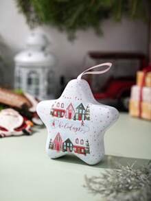 Weihnachtsdekoration Stern Cartoon Muster Blechdose Weihnachtszeit Handgriff Geschenkbox Aufbewahrungsbox, Ornament Aufbewahrung, Aufbewahrungskisten für Zuhause Organisation, Körbe, Kisten & Behälter für Zuhause Organisation