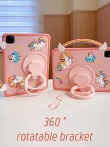 1 件可爱 3D 卡通硅胶软壳，带可拆卸手柄和支架，防震保护套，适用于 iPad Mini 1/2/3/4/5/6、iPad Air 1/2/10.2/10.5/10.9/Air 4/Air 5、iPad 10/11 代、iPad Pro 11 英寸 - 彩色 - 查看 4