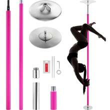 Professional Dancing Pole, Spinning Static Dancing Pole Kit, Portable Removable Pole, 40mm Heavy-Duty Stainless Steel Pole, Height Adjustable Fitness Pole, For Exercise Home Club Gym, Pink - 粉色 - 查看 8