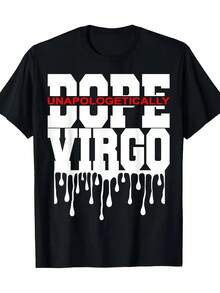 Camiseta gráfica casual para hombres - Diseño "DOPE VIRGO", 100% algodón, manga corta, cuello redondo, ajuste regular, ropa para todas las estaciones, camiseta de uso diario |   Camiseta gráfica llamativa |   Camiseta de algodón - Negro - Ver 2