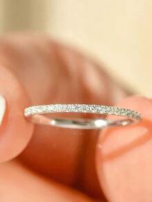 1 S925 Sterling Silver Rings Fashionable Versatile Arranged With Zirconia Multiple Sizes For Women Holiday Jewelry Proposal Gift Engagement Gift