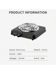 SOKANY SOKANY Electric Stove, Electromagnetic Stove Table, Portable Cooking Electric Heating Plate, 1000W High Power, 5-Speed Temperature Control, Stainless Steel Surface, Heating Indicator Light, Built-IN Temperature Control, Overheating Protection.Suitable For All Cookware, Very Suitable For RV/Family/Camping/Apartment/Laboratory