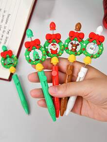 1/3 piezas Bolígrafos de punta de bola con cuentas navideñas, con diseños de árbol de Navidad, muñeco de nieve y Papá Noel, escritura suave, adecuado para mayores de 14 años, excelente para estudiantes y oficina, regalo de Navidad perfecto