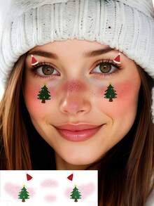 6 Sheets Santa Stickers Christmas Face Tattoos Gingerbread Man Stickers Christmas Temporary Tattoos With Snowman Heart Santa Hat Pattern For Festival Decorations Party Favor