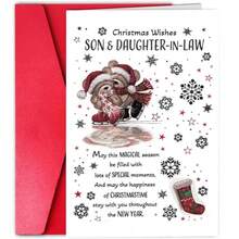 1Pc Charming Christmas Card For Son And Daughter-In-Law - The Perfect Choice For Holidays And Special Occasions - متعدد الألوان - مشاهدة 10
