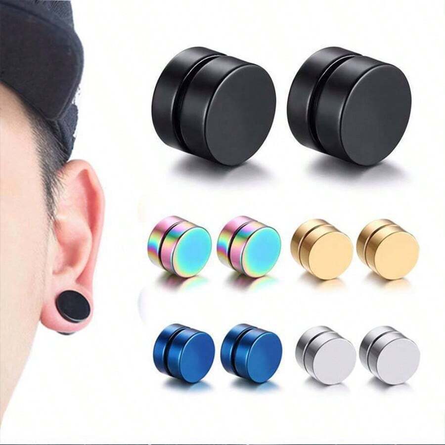 2 Stücke Punk Titan-Stahl Herren starker Magnet magnetischer Ohrclip Fake Ohrstecker ohne Piercing für Freundin, Freund, Liebhaber, Schmuckgeschenk