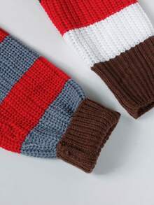 Fall Street Colourblock Loose Women Seweaters V-Neck Striped Long Sleeve Letter W Button Women Cardligans Y2k For Women