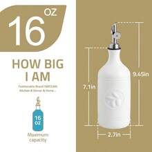 Sweejar 18 Oz Oil Dispenser For Kitchen With Gravity Spout, Ceramic Olive Oil Dispenser Bottle, Relief Opaque Vinegar Container For Evoo, Vinegar, Soy Sauce, Pack Of 1(Beige, Gold Spout) - 白色 - 查看 4