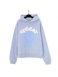 SP5DER Printed Loose Men's Hoodie - Baby Blue - View 2