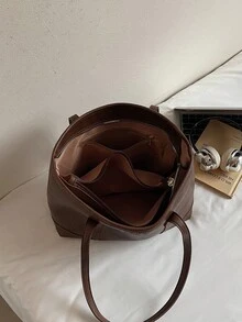 1-Piece, Large-Capacity Suede PU Bottom Large Bag, Simple, Casual, Fashionable And Popular, One-Shoulder Tote Bag For Women, Wine Red Hot-Selling Model, Suitable For Dating, Partying, Class, Commuting And Daily Use, New Hot-Selling One-Shoulder Tote Bag For Women In Autumn And Winter
