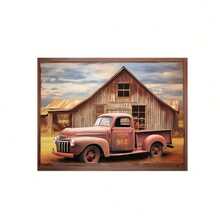 1 pièce Affiche imprimée sur canevas vintage, Œuvre murale sur canevas de camion de ferme, Peinture murale pour salle de bain, chambre à coucher, bureau, salon, Décoration de la maison