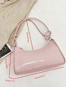 Women Solid Color Minimalist Shoulder Bag, Casual Daily Use, Fashionable Burgundy Bag , Red Bag , Burgundy Bag - 粉色 - 查看 7