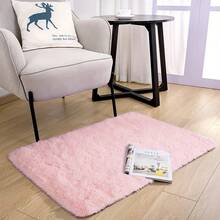 1 tấm thảm lông xù màu hồng cho phòng khách, thảm mềm mại cho phòng ngủ, thảm lông xù cho phòng bé gái, thảm trải sàn lông xù hiện đại trong nhà - Màu Hồng baby - Xem 12
